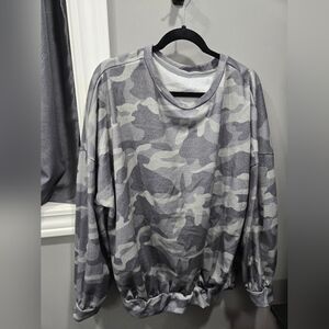 Gray Camouflage Crew Neck Sweater